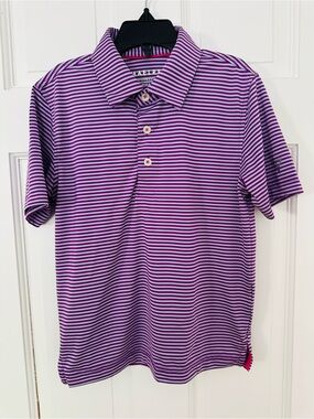 Maelreg Performance Polo Purple Striped Boys Golf Shirt Sz 6